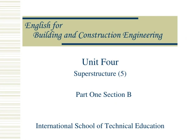English for Building and Construction Engineering