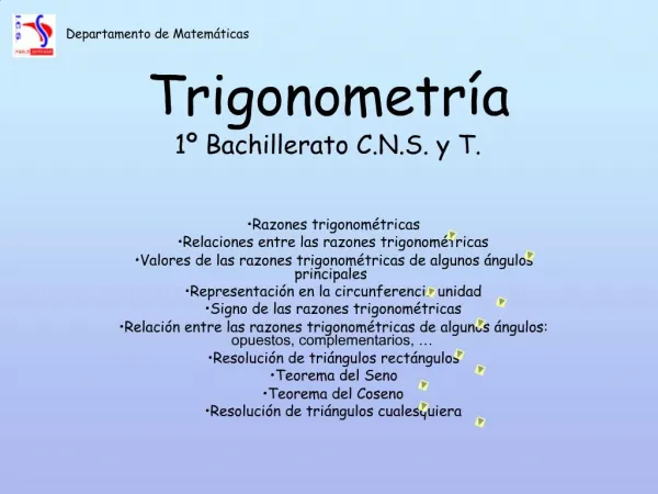 Trigonometr a 1 Bachillerato C.N.S. y T.