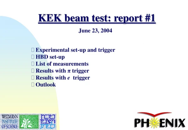 KEK beam test: report #1