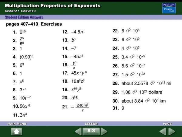 Multiplication Properties of Exponents