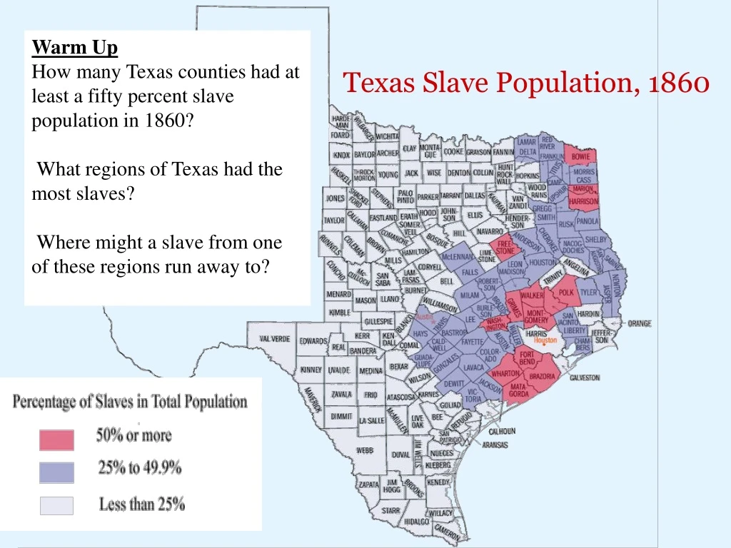 warm up how many texas counties had at least