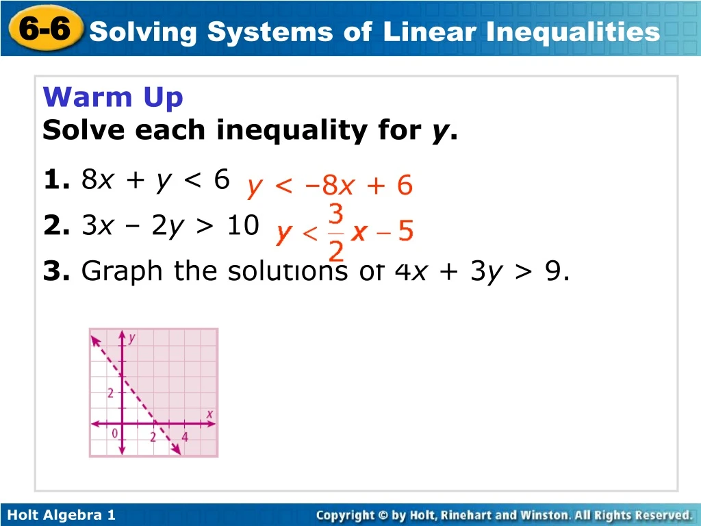 warm up solve each inequality