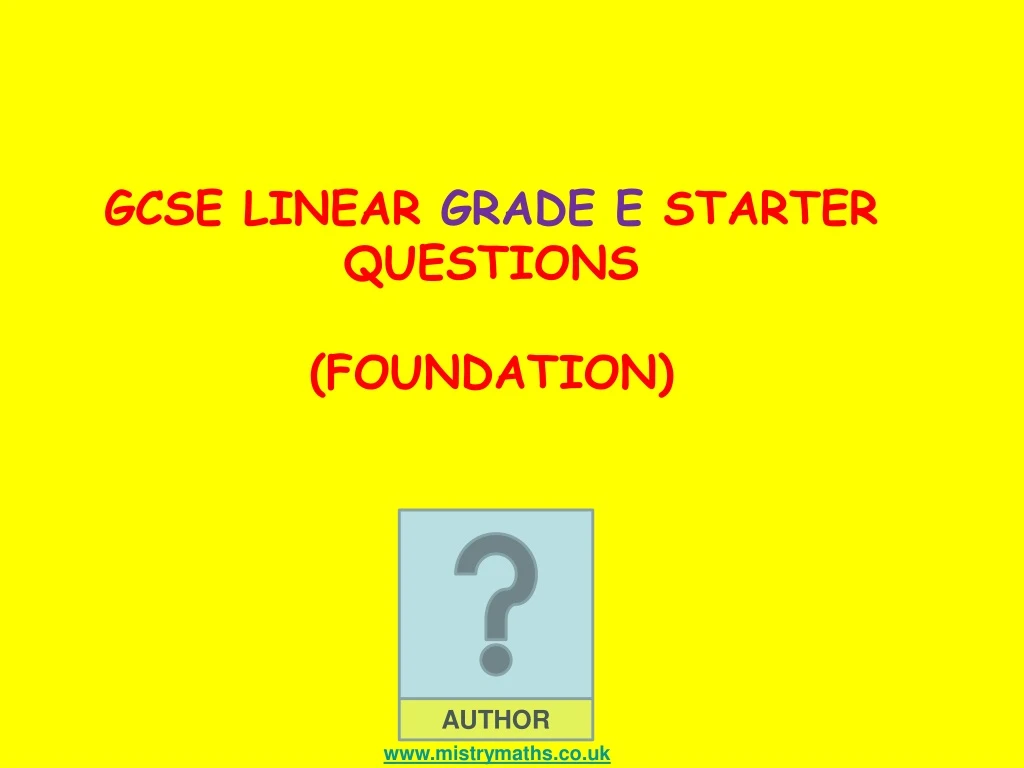 gcse linear grade e starter questions foundation