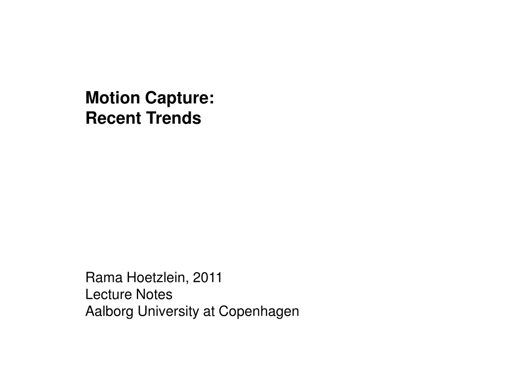 motion capture recent trends