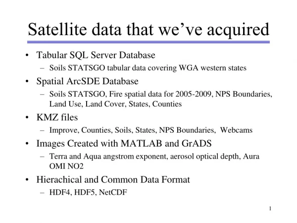 Satellite data that we’ve acquired
