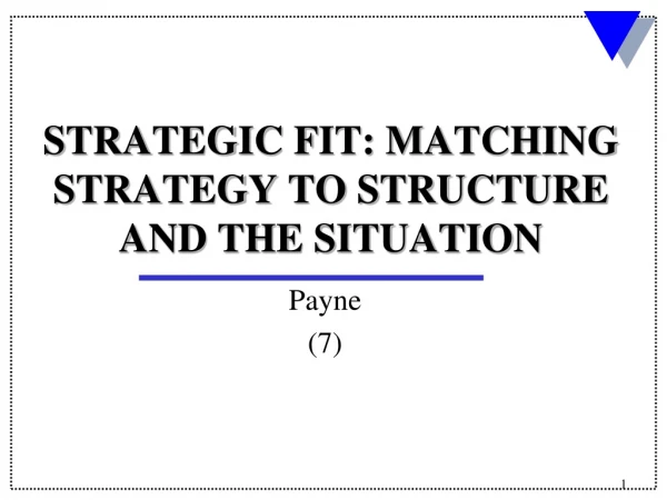 STRATEGIC FIT: MATCHING STRATEGY TO STRUCTURE AND THE SITUATION