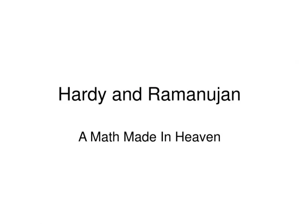 Hardy and Ramanujan
