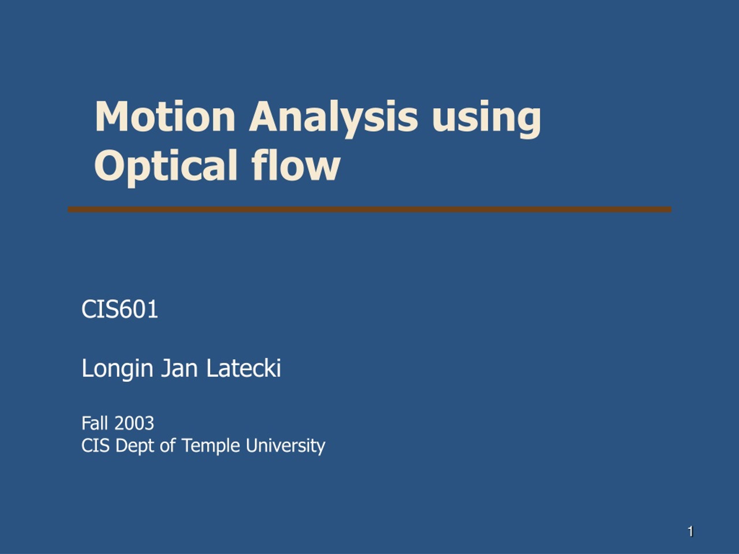 PPT - Motion Analysis using Optical flow PowerPoint Presentation, free ...