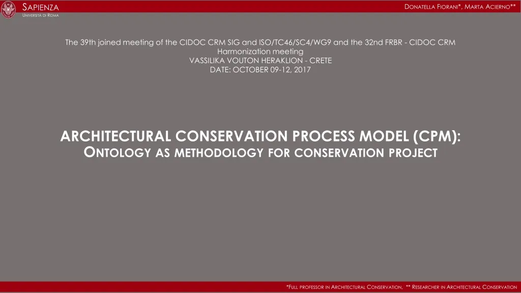 architectural conservation process model cpm ontology as methodology for conservation project