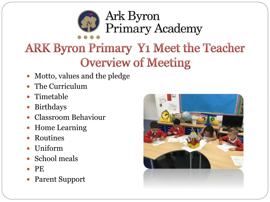 ark byron primary y1 meet the teacher overview