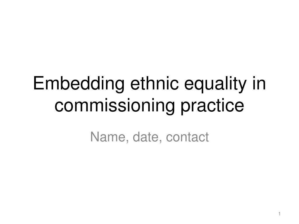 embedding ethnic equality in commissioning practice