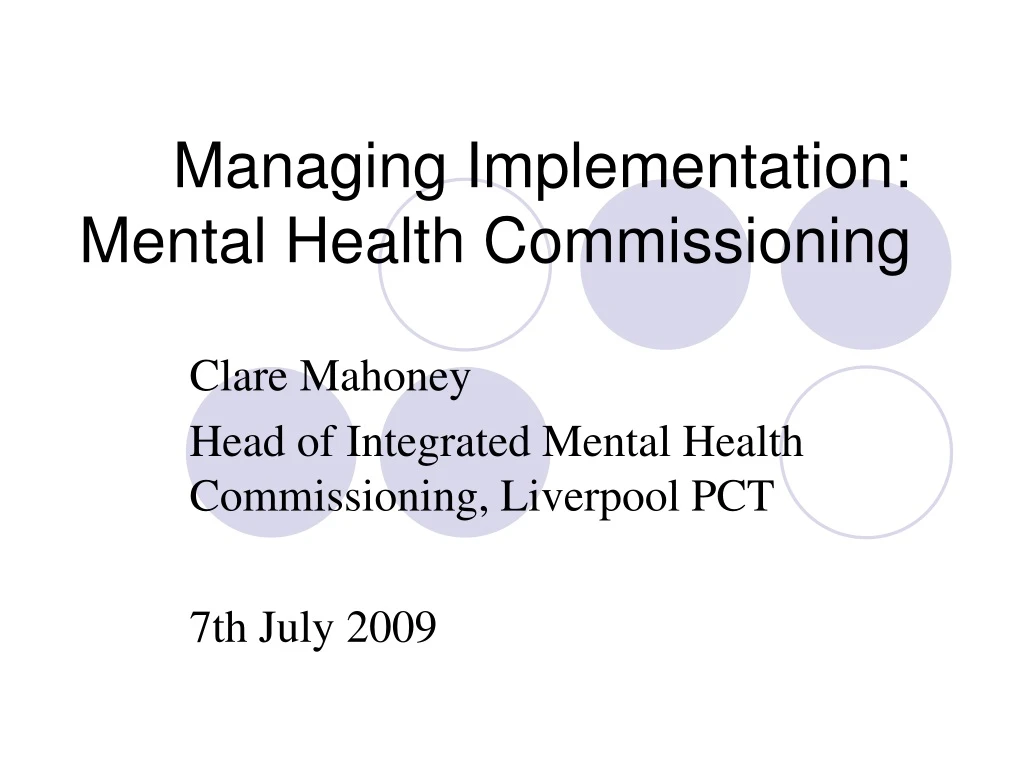 managing implementation mental health commissioning