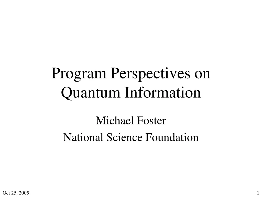 program perspectives on quantum information