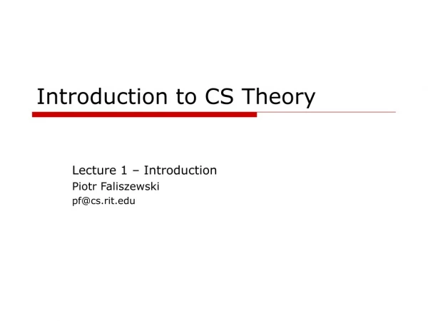 Introduction to CS Theory