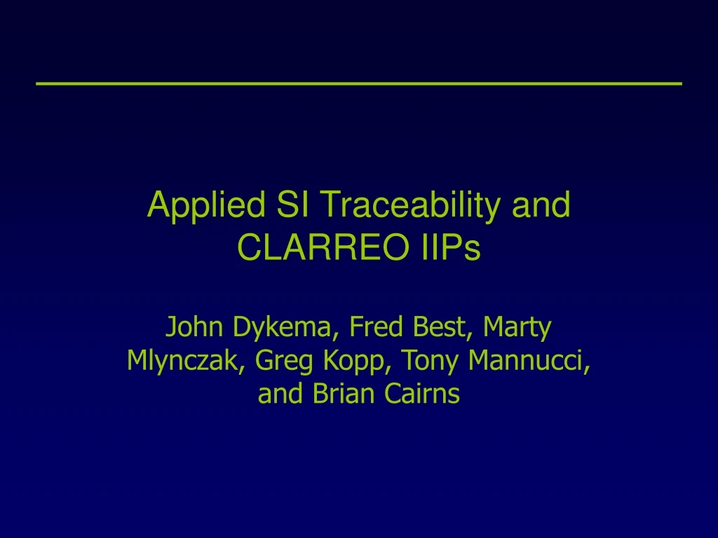 applied si traceability and clarreo iips