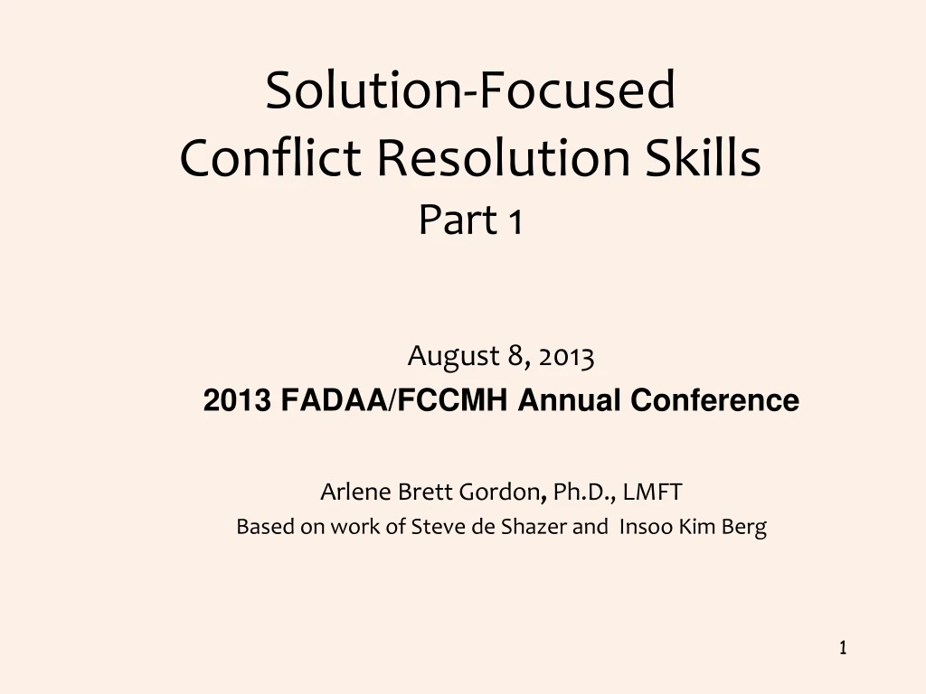 solution focused conflict resolution skills part 1