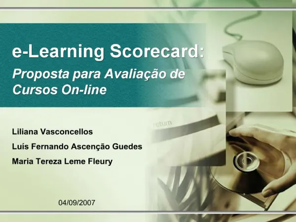 E-Learning Scorecard: Proposta para Avalia o de Cursos On-line