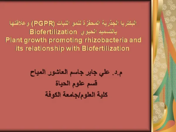 PGPR Biofertilization Plant growth promoting rhizobacteria and its relationship with Biofertilization