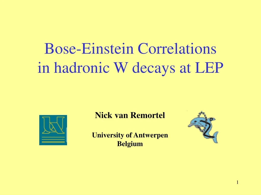 bose einstein correlations in hadronic w decays