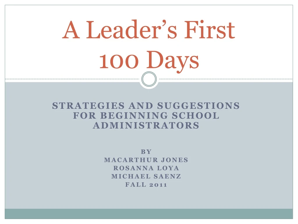 a leader s first 100 days