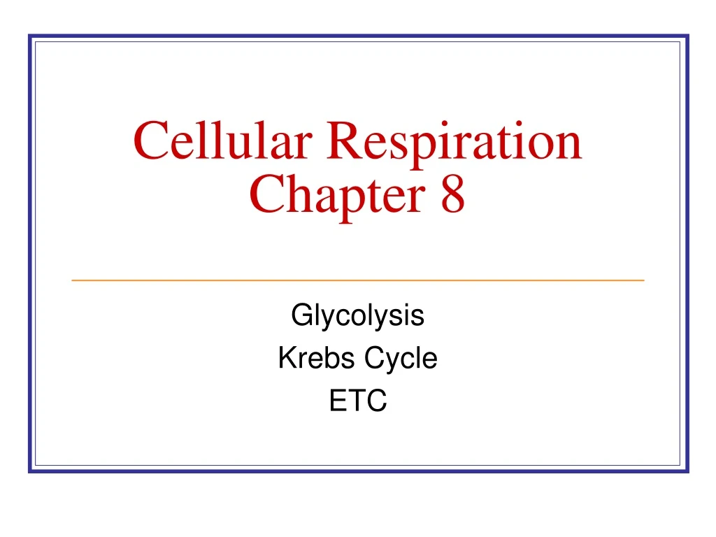 cellular respiration chapter 8