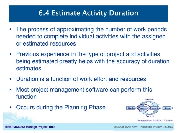 6.4 Estimate Activity Duration