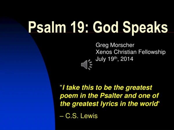 Psalm 19: God Speaks