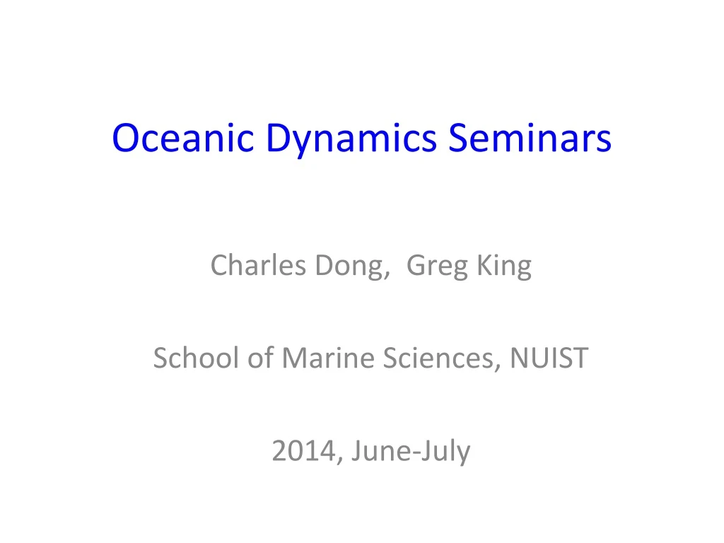 oceanic dynamics seminars