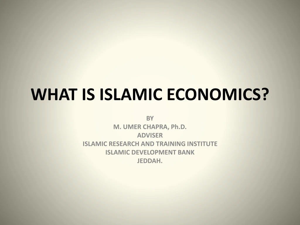 what is islamic economics