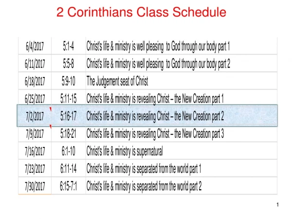 2 Corinthians Class Schedule