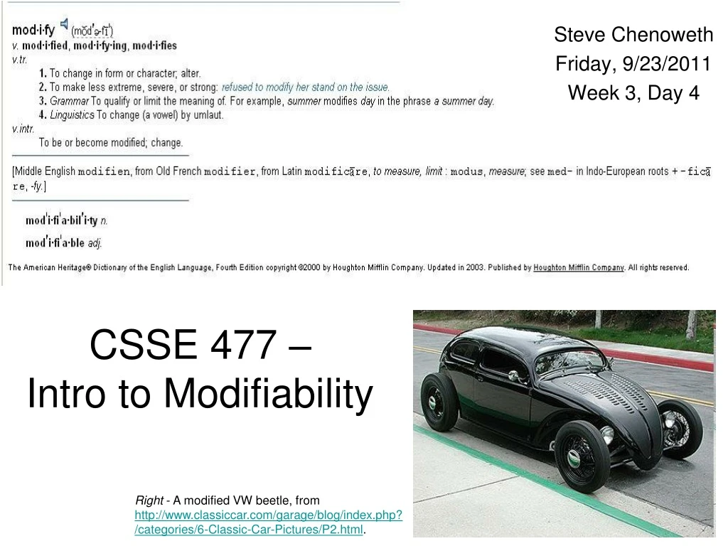 csse 477 intro to modifiability