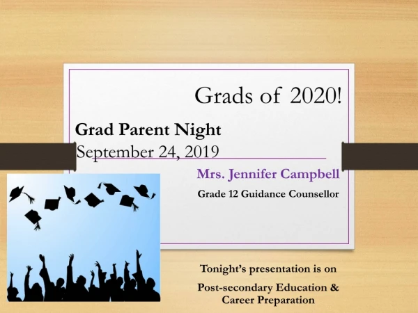 Grad Parent Night September 24, 2019