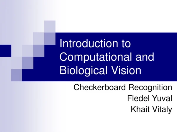 Introduction to Computational and Biological Vision