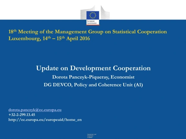 18 th Meeting of the Management Group on Statistical Cooperation
