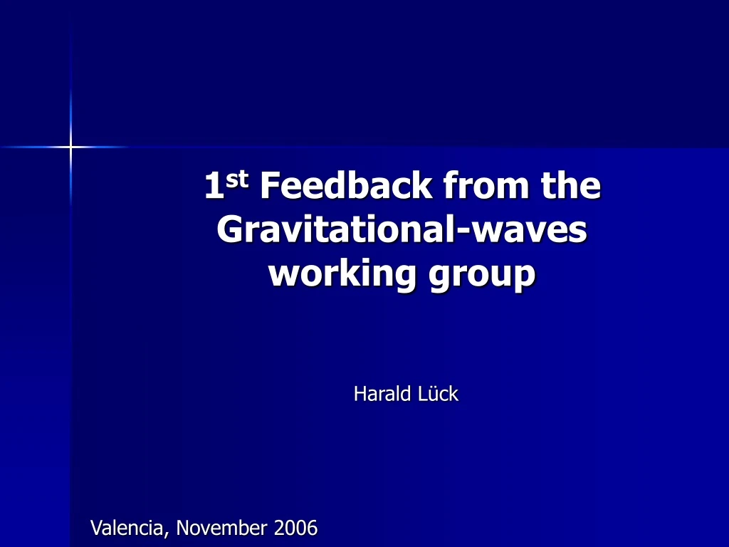 1 st feedback from the gravitational waves working group