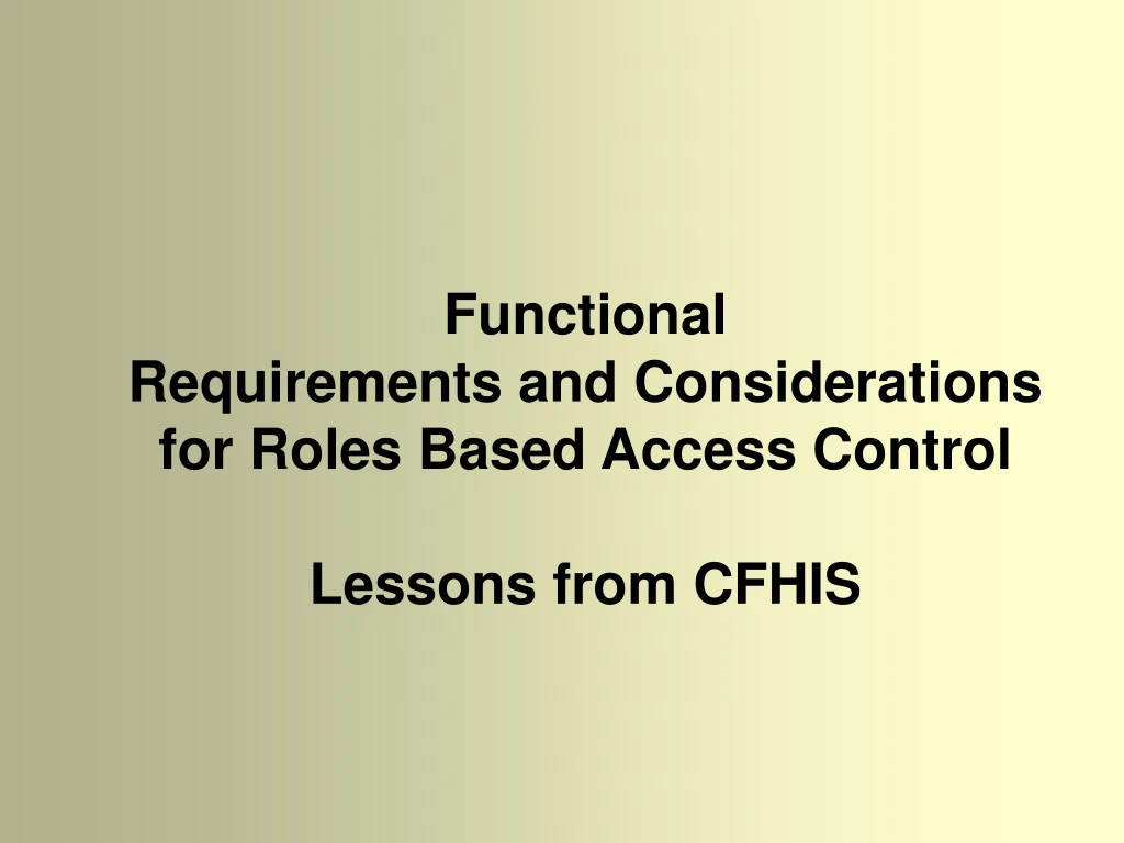 functional requirements and considerations