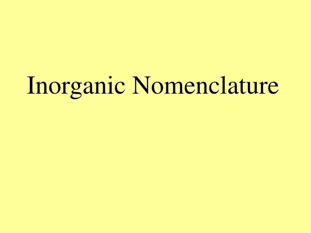inorganic nomenclature