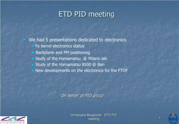 We had 5 presentations dedicated to electronics Fe barrel electronics status