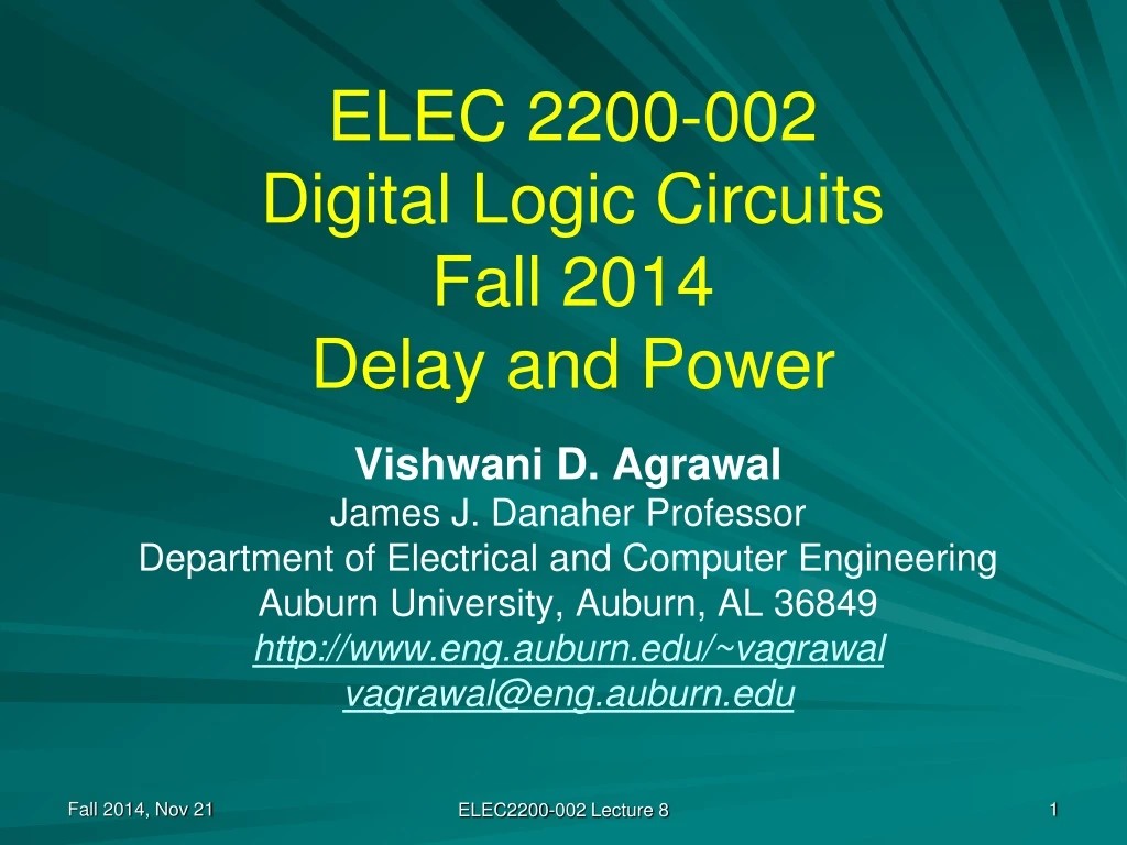 elec 2200 002 digital logic circuits fall 2014 delay and power