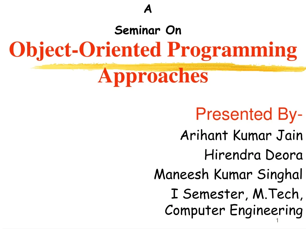 object oriented programming approaches