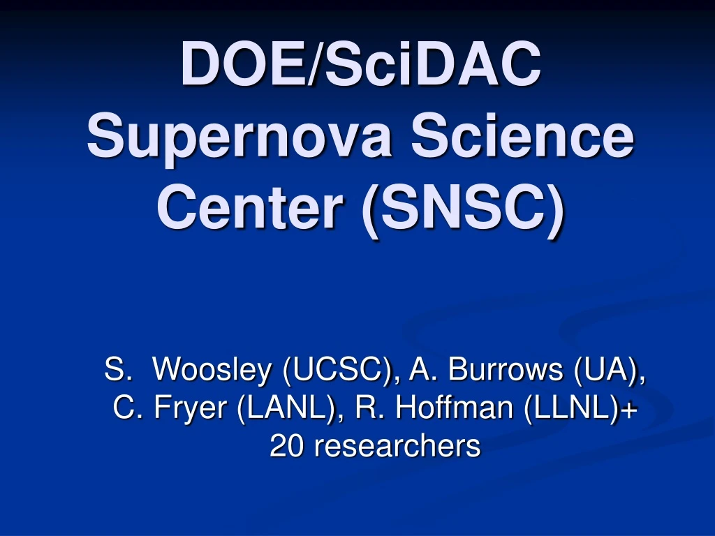 doe scidac supernova science center snsc