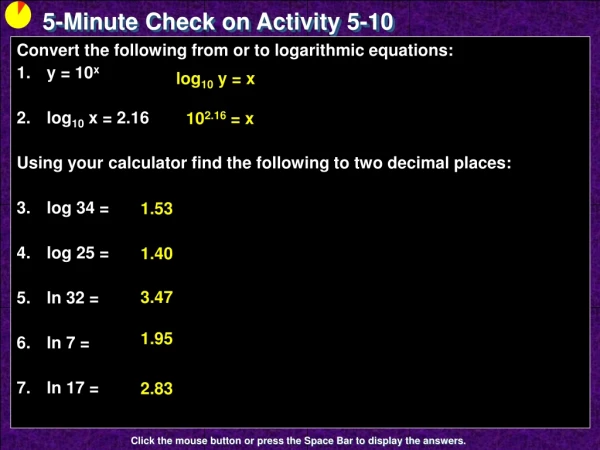 5-Minute Check on Activity 5-10