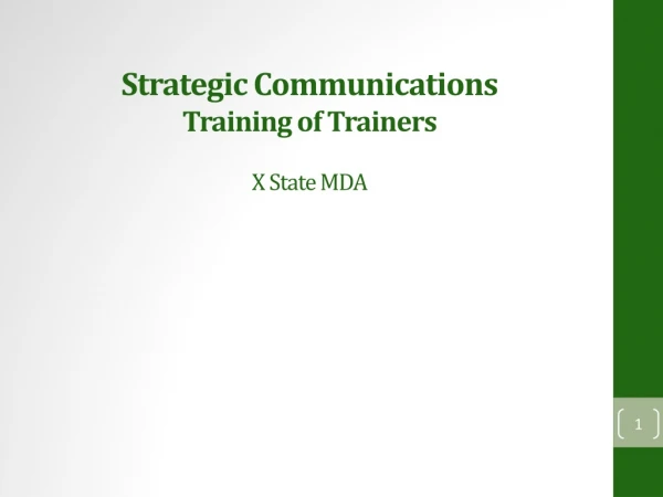 Strategic Communications Training of Trainers X State MDA