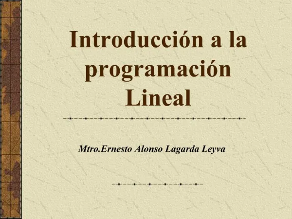 Introducci n a la programaci n Lineal