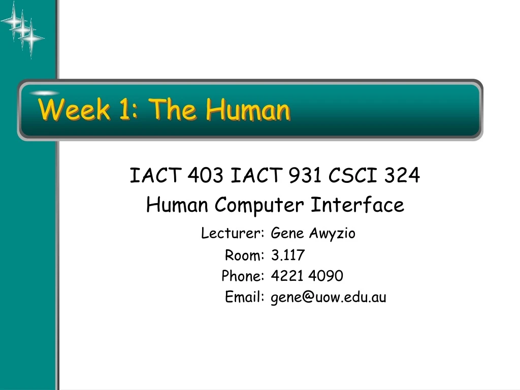 week 1 the human