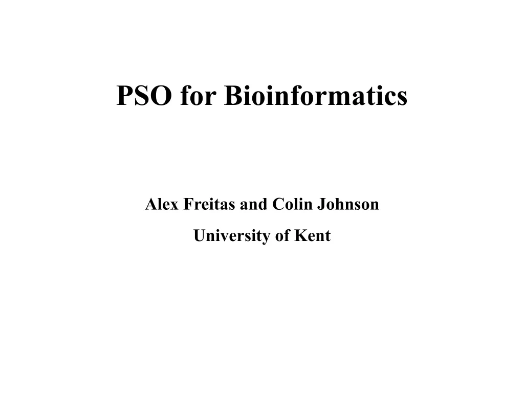pso for bioinformatics