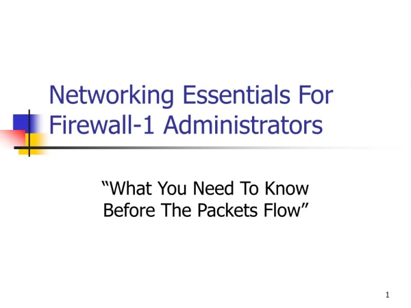 Networking Essentials For Firewall-1 Administrators