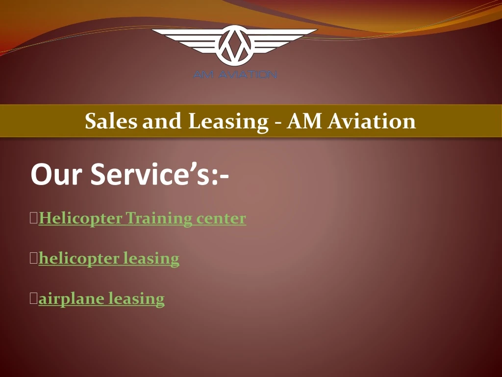 sales and leasing am aviation