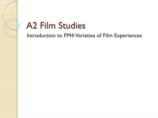 A2 Film Studies