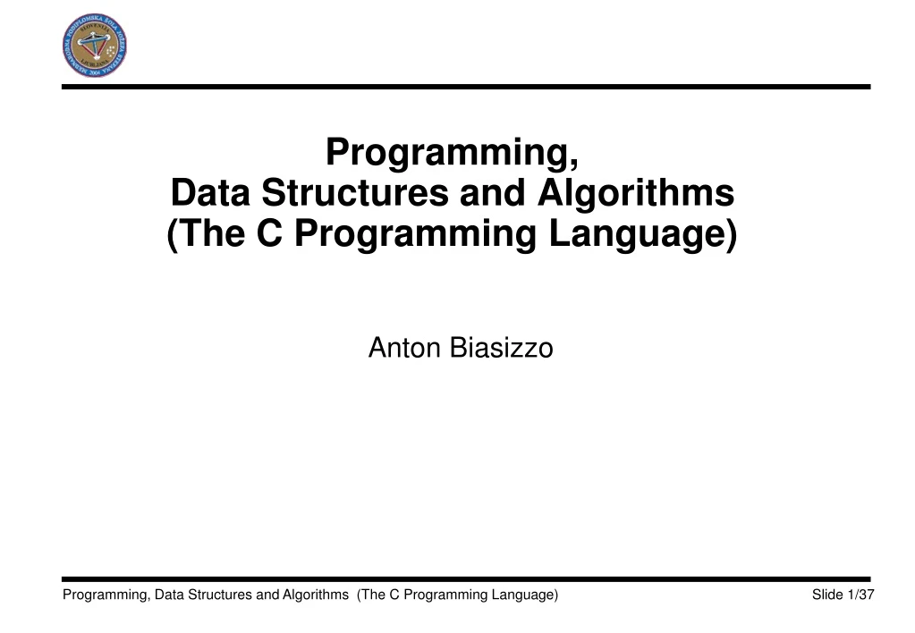 programming data structures and algorithms the c programming language